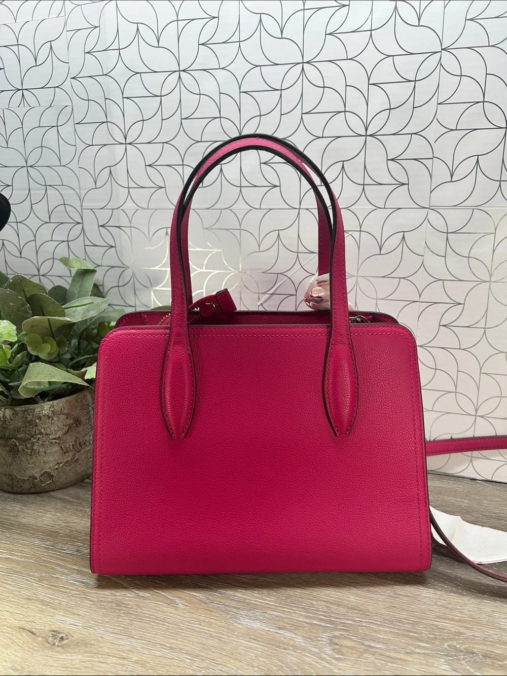 2717 kate spade Hot Pink Leather Satchel with Cherry Charm 852717